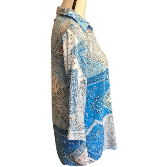 DeFacto Viscose Bandana Mushroom Print Lightweight Button Down Blouse, XSmall - Picture 9 of 12